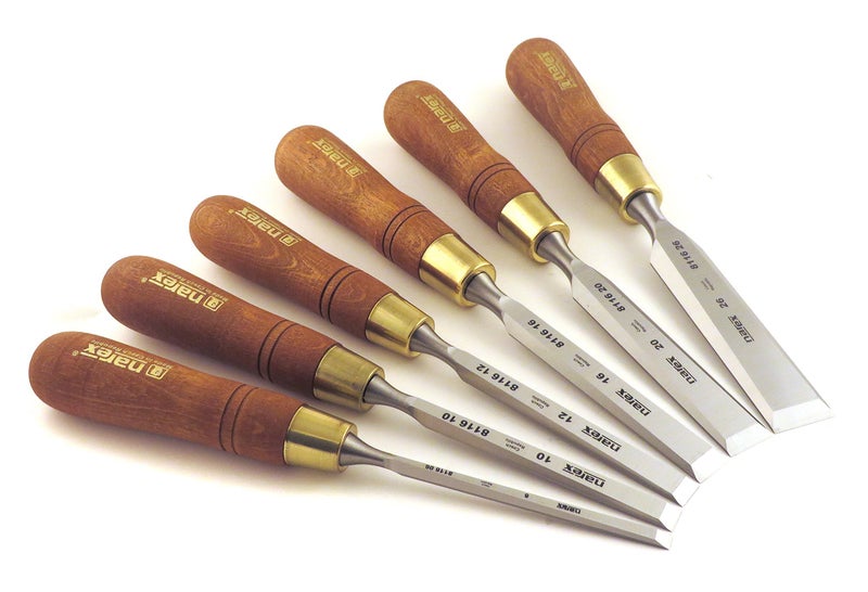 Narex Czech Steel Premium 6 pc set w/ 6 mm (1/4), 10 mm (3/8), 12 mm (1/2), 16 mm (5/8), 20 mm (13/16), 26 mm (1-1/16) Woodworking Chisels w/Hornbeam Handles in Wooden Presentation Box 853200 - Image 3